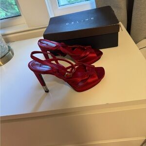 Celine Satin Red Heels